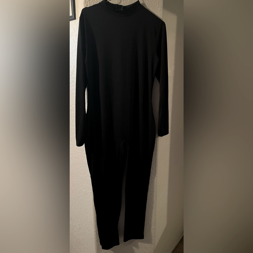 Black Women Long Sleeve High Neck Bodycon Full Length Jumpsuit